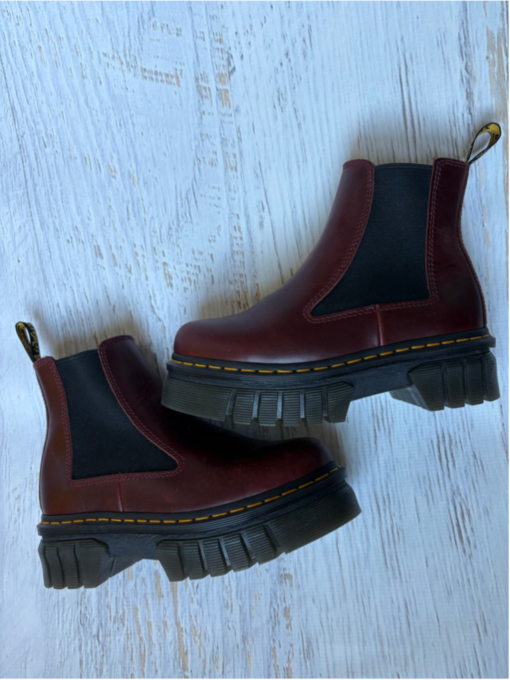 Women's Dr. Martens Audrick Chelsea Burgundy Ankle Boots Size 7 - Picture 4 of 9